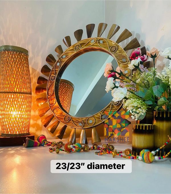 wooden mirror 23/23'' wooden leaf