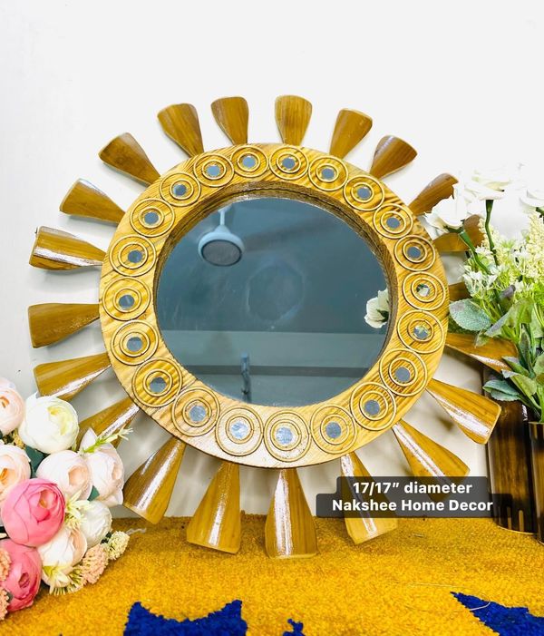 wooden mirror White circle 17/17'' size