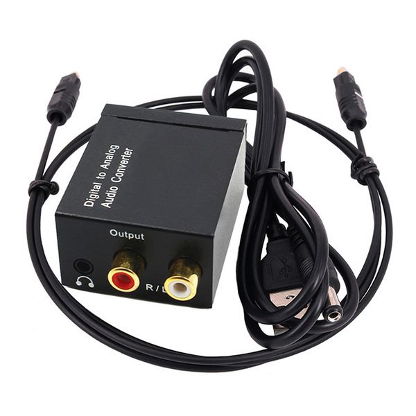 Digital to analog audio converter digital optical fiber to coaxial analog signal audio converter with headphone jack