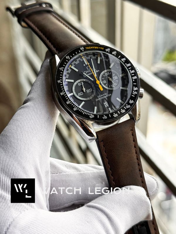 OMEGA SPEEDMASTER DARK BROWN BELT BLACK DIAL