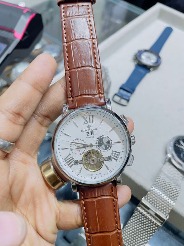 patek auto brown belt white dial aa