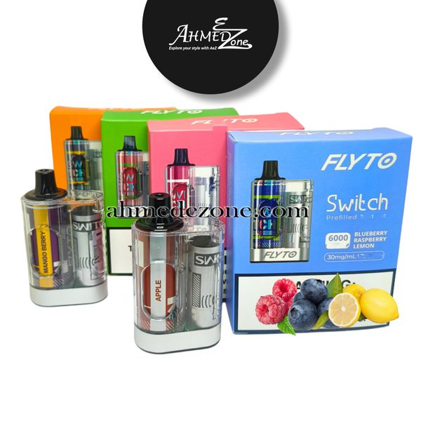 Flyto Switch 6,000‑puff prefilled pod kit (Blueberry raspberry lemon)