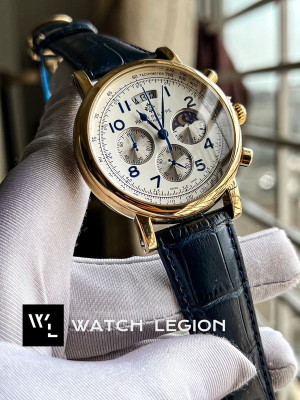 PATEK BLU BELT GOLD CASE SIMPLE DIAL