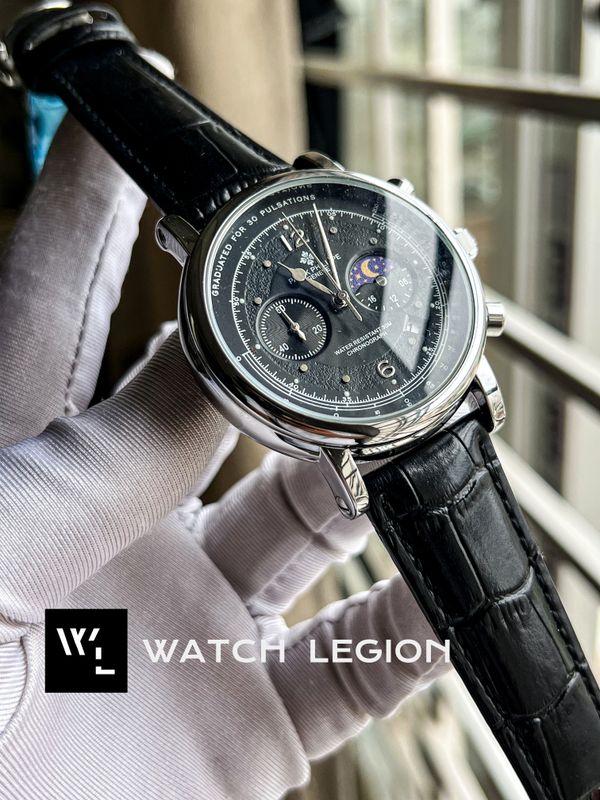 PATEK BLACK BELT TWO CHRONO SILVER CASE BLACK DIAL