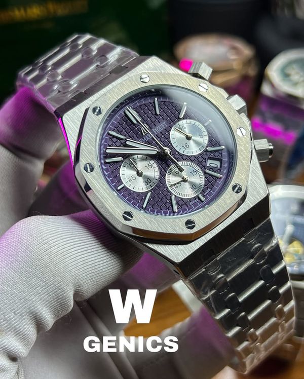 Audemars Piguet Royal Oak Chronograph Purple Dial Silver Chain Euro Grade