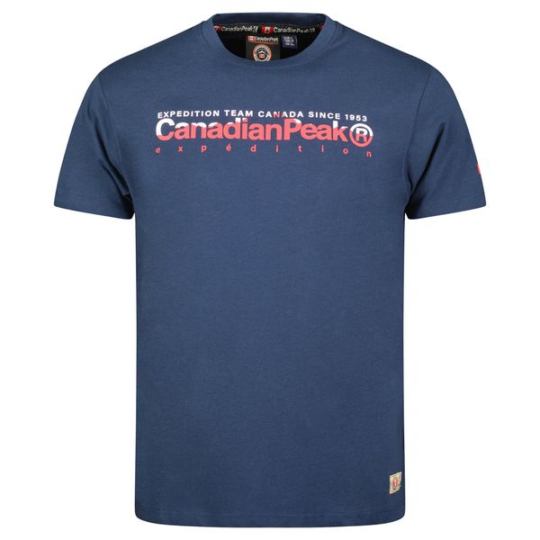 Canadian Peak JOPEAKEAK Homme - T-Shirt Col Rond avec Impressions et Drapeau Marine