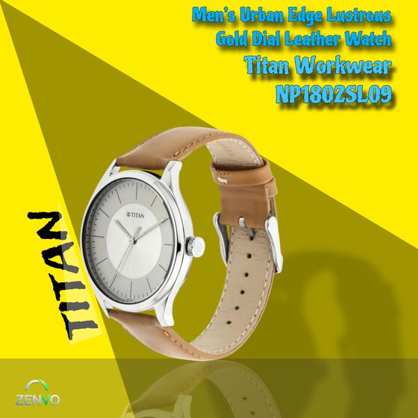 Titan Workwear NP1802SL09 Men’s Urban Edge Lustrous Gold Dial Leather Watch