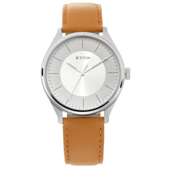 Men’s Urban Edge Lustrous White Dial Leather Watch