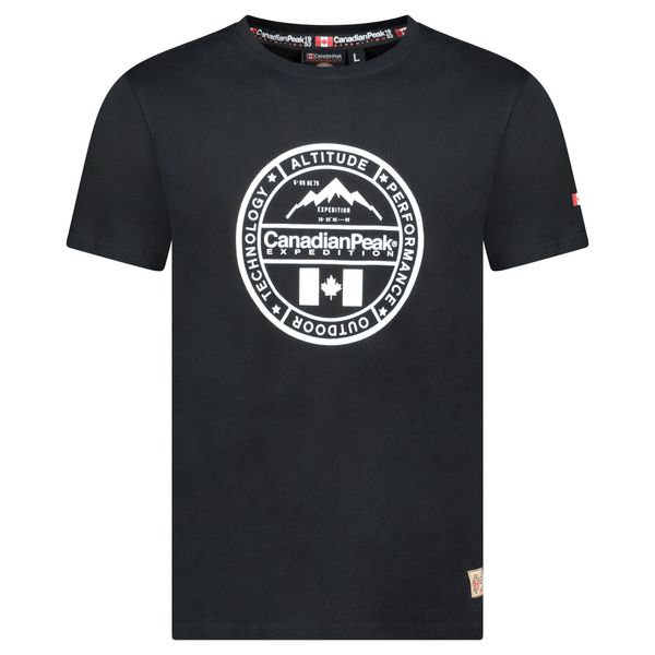 T-Shirt Col Rond avec Impressions et Drapeau NOIR