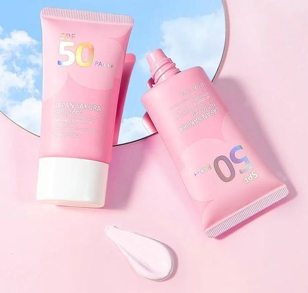 JAPAN Sakura Sunscreen SPF 50+ PA+++ – Facial & Body Sunscreen Skincare  | Lightweight Protector Solar Facial for Daily UV Protection | 50ml