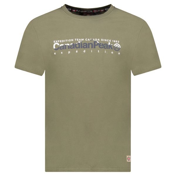 Canadian Peak JOPEAKEAK Homme - T-Shirt Col Rond avec Impressions et Drapeau Kaki