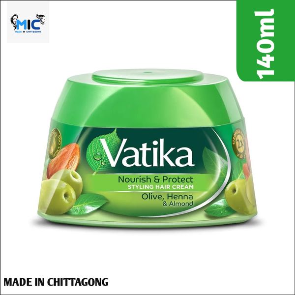 Vatika Nourish & Protect Styling Hair Cream With Almond, Olive, Henna - 140 Ml