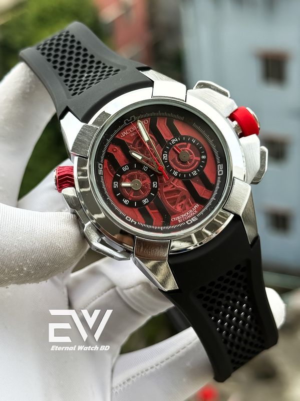 JACOB & CO MESSI EDITION SILVER CASE RED DIAL BLACK BELT