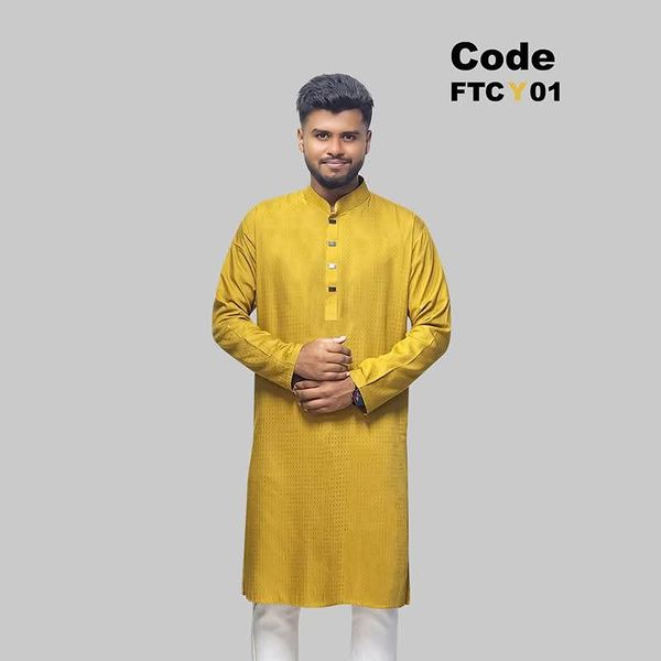 প্রিমিয়াম চিনিগুড়া সলিড পাঞ্জাবি/ কালার > Mustard Yellow