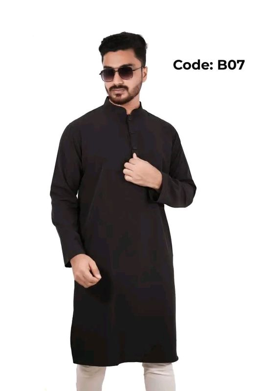 প্রিমিয়াম মাইক্রোস্টিজ সলিড পাঞ্জাবি/ কালার > Black