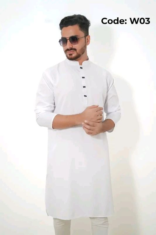 প্রিমিয়াম মাইক্রোস্টিজ সলিড পাঞ্জাবি/ কালার > White