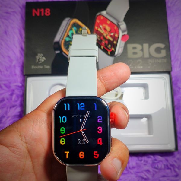 N 18 Latest Smartwatch – Premium 2.2 inch Infinite Colourful Bride Display 🔥