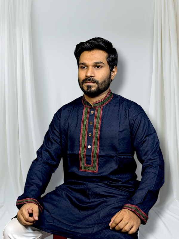 luxury soft cotton panjabi nevy blue color code:P11