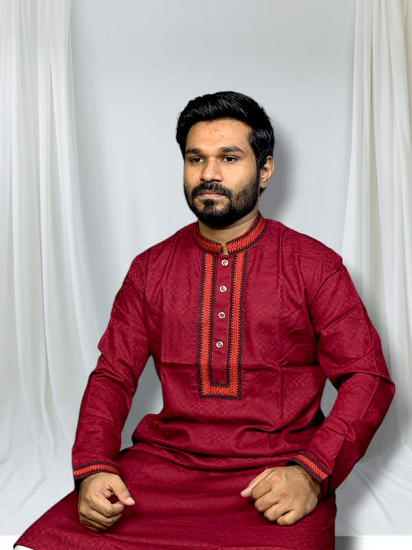 luxury soft cotton panjabi maroon color code:P12