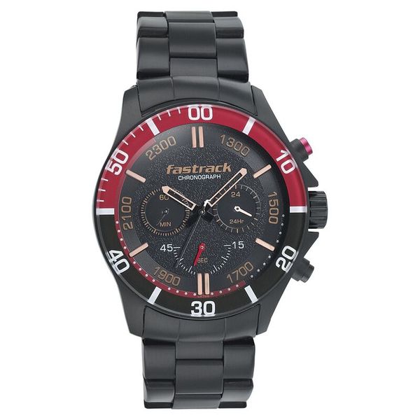 Fastrack NS3072NM01 Hitlist Quartz Chronograph Black Dial Stainless Steel Strap Watch