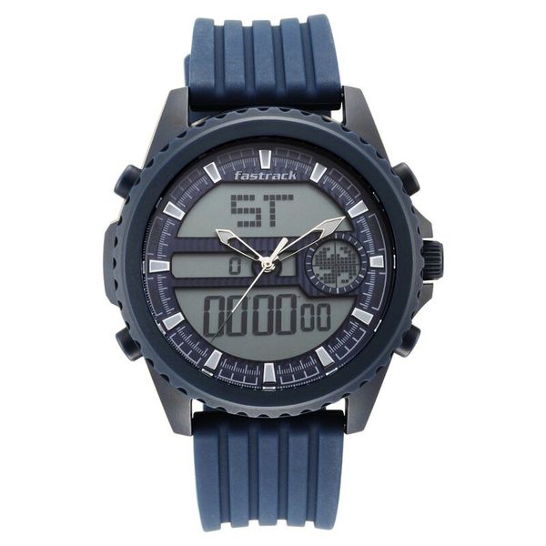 Fastrack NR38064PP03 Streetwear Quartz Analog Digital Blue Dial PU Strap Watch
