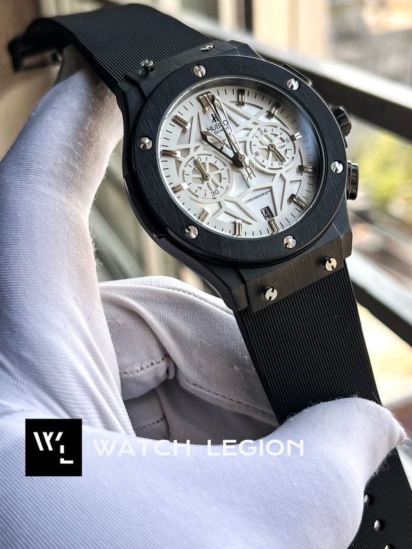 HUBLOT BELT SPIDER WHITE DIAL BLACK CASE BLACK BELT V2