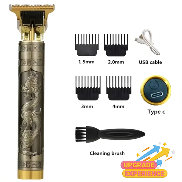 Vintage T9 Metal Electric Hair Trimmer – Premium Rechargeable Beard Shaver for Men