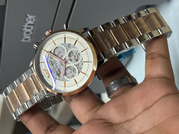 ARMANI NEW MECCANICO QUARTZ TWO TONE WHITE DIAL