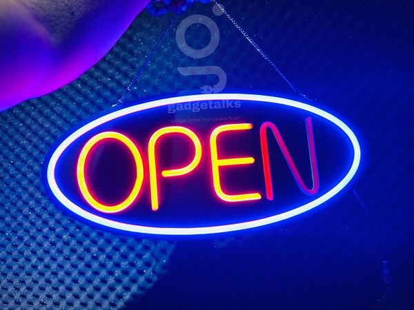 GearUP OPEN10 Neon Business Sign For Shop, Restaurant, Pharmacy, Cafe