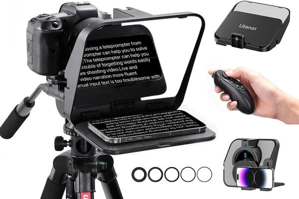 ULANZI RT02 Universal Teleprompter for Camera, Tablet, Smartphone with Remote Control ক্যামেরা, ট্যাবলেট, রিমোট কন্ট্রোল সহ স্মার্টফোনের জন্য ULANZI RT02 ইউনিভার্সাল টেলিপ্রম্পটার ।