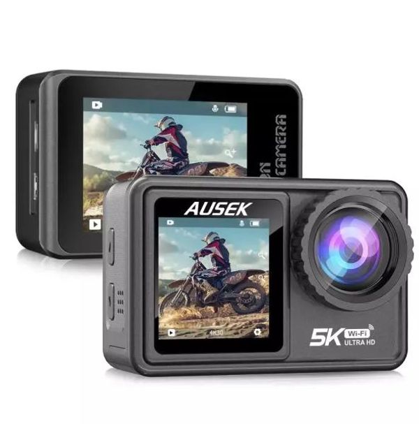 Ausek AT-S81TR Waterproof Dual Display 5K Action Camera With Filter ফিল্টার সহ Ausek AT-S81TR ওয়াটারপ্রুফ ডুয়াল ডিসপ্লে 5K অ্যাকশন ক্যামেরা ।