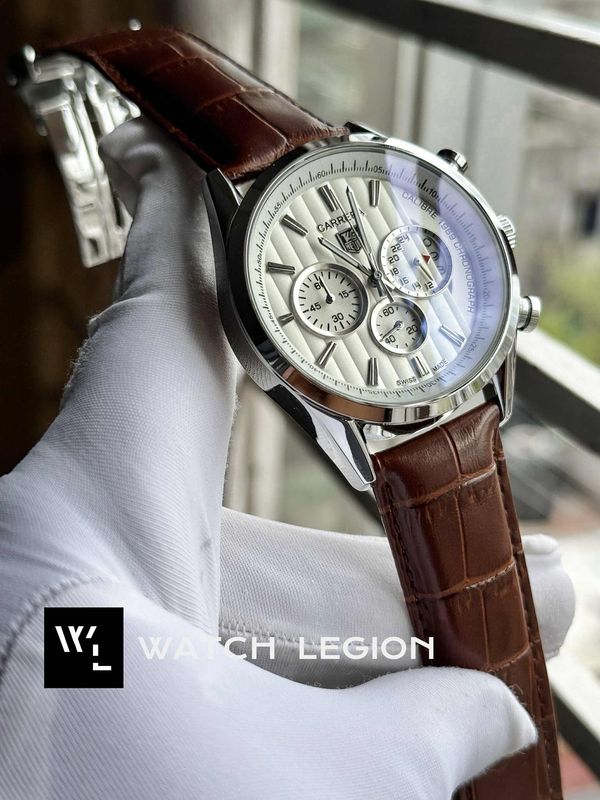 TAG BELT 1969 BROWN BELT SILVER CASE WHITE DIAL