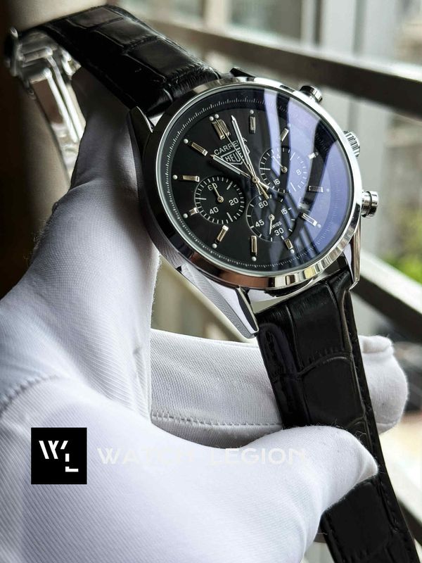 TAG BELT 3 CHRONO SILVER BODY BLACK BELT BLACK DIAL
