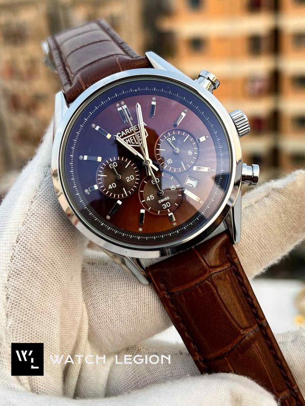 TAG BELT 3 CHRONO SILVER BODY BROWN BELT BROWN DIAL