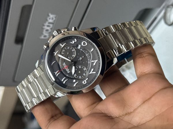 FOSSIL ARABIC CHRONO FULL SILVER BLACK DIAL