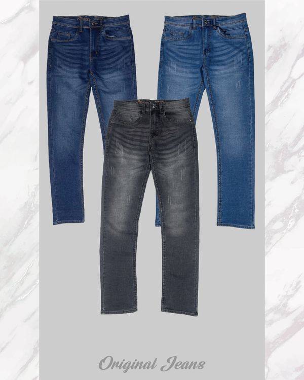 Jeans Pant 3 Pcs Combo (Light Blue+Dark Blue+Dark Ash) - 253070 - Image 1