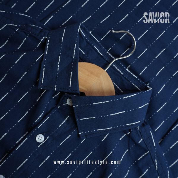 Navy Stitch - Old Money Full Sleeve Shirt