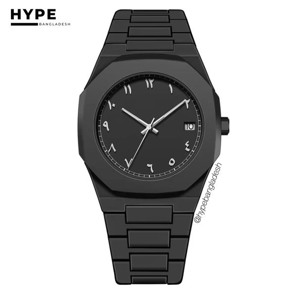 Silver Numbers With Date Calligraphy Dial Polycarbon Plastic Lightweight Watch