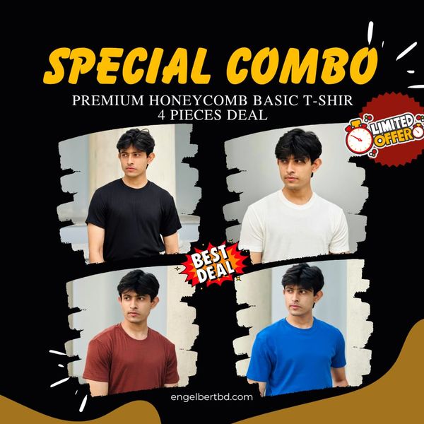 4-Piece Ribbed Crew Tee Combo – 2 Soft, Stylish & Affordable Everyday Wear