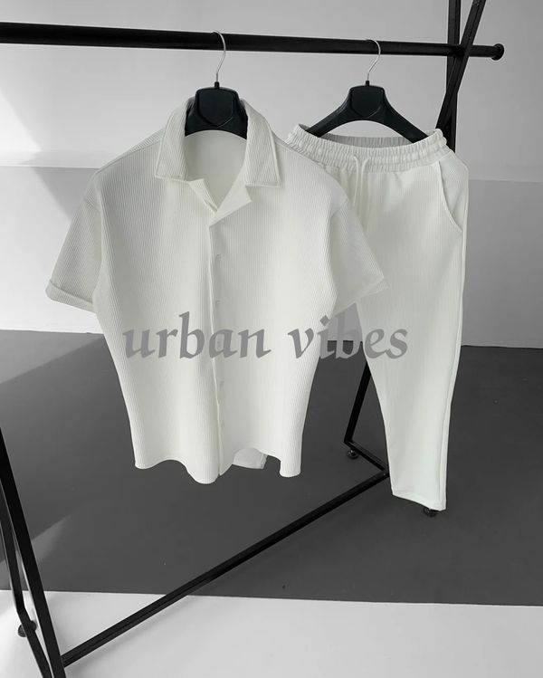 Korean stylish Shirt & Trouser combo set White Color