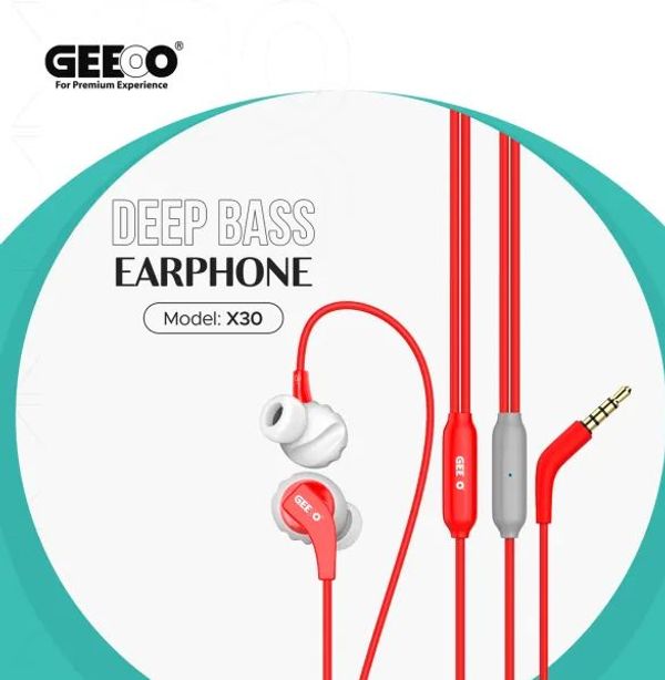 Geeoo X-30 ডিপ বাস ইন-ইয়ার তারযুক্ত ইয়ারফোন Geeoo X-30 Deep Bass In-Ear Wired Earphone .