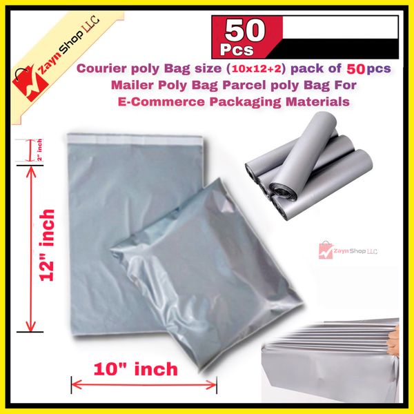 Courier poly Bag size (10x14+2) pack of 50 pcs Mailer Poly Bag Parcel poly Bag For E-Commerce Packaging Materials