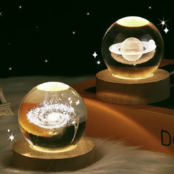 Crystal Ball Night Light Glowing Planetary Galaxy Bedside Lamp