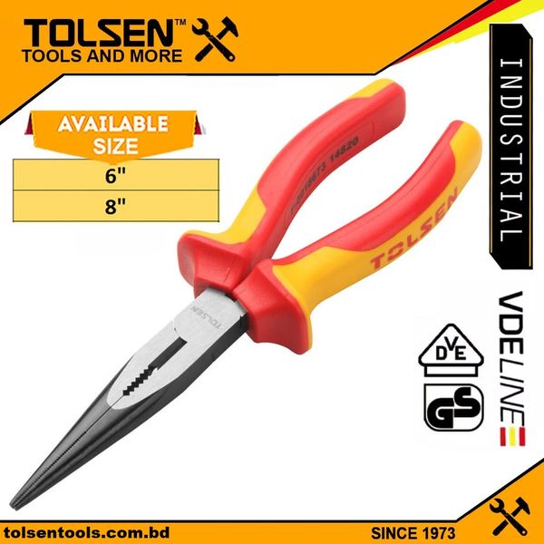 TOLSEN VDE Insulated Long Nose Pliers (6" | 8") - Premium Series Models V16096 | V16098