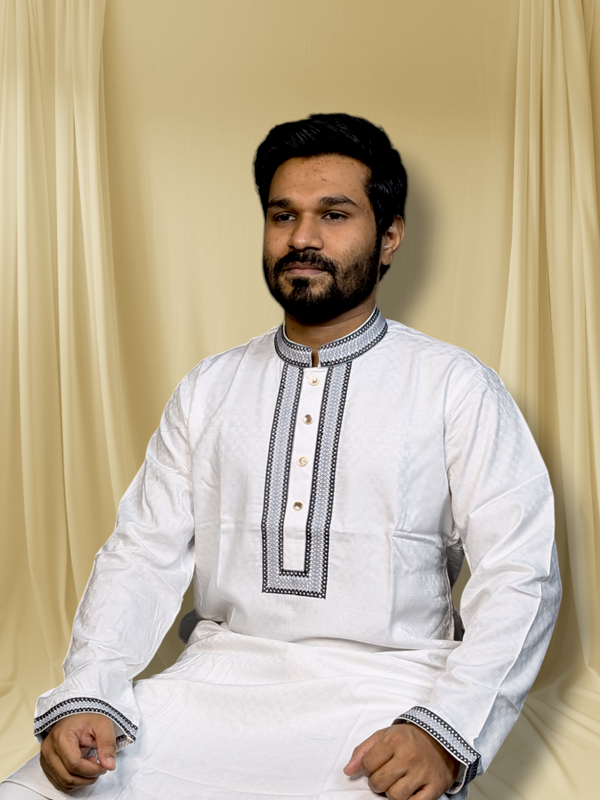 luxury soft cotton panjabi white color code:P13
