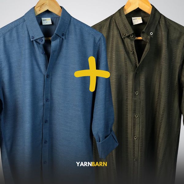 Combo- Midnight Olive + Dusty Blue Buttoned Down Shirt