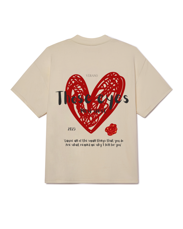 Those Eyes Oversized Tshirt - Beige