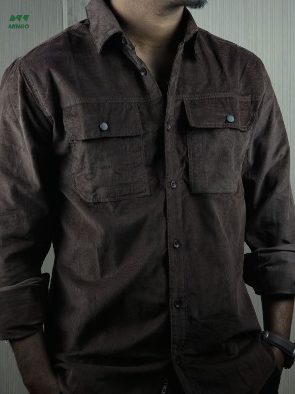Coffee Premium Corduroy - Full Sleeve Shirt - Image 1