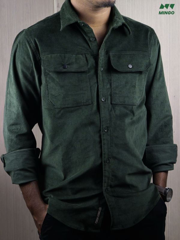 Deep-Forest Green Premium Corduroy - Full Sleeve Shirt - Image 1