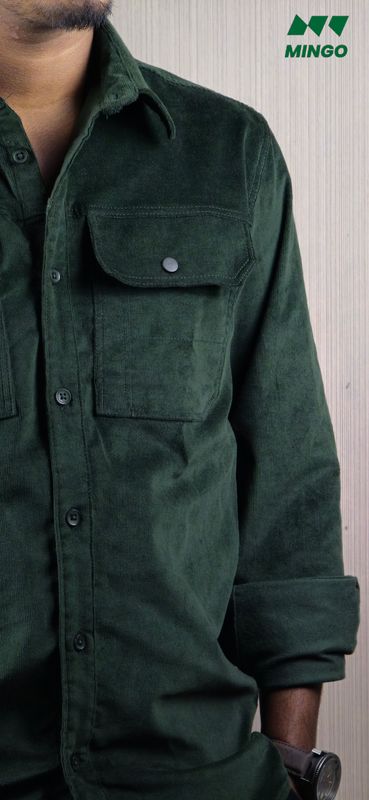 Deep-Forest Green Premium Corduroy - Full Sleeve Shirt - Image 2